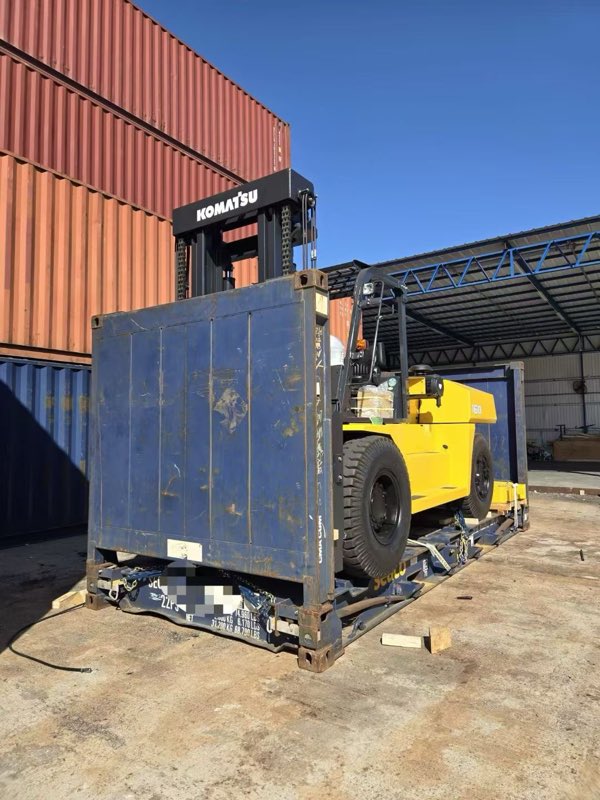 In the container yard before shipment.